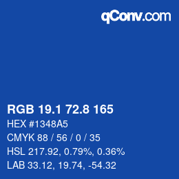 Color code: RGB 19.1 72.8 165 | qconv.com