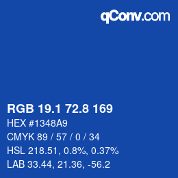 Color code: RGB 19.1 72.8 169 | qconv.com