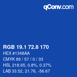 カラーコード: RGB 19.1 72.8 170 | qconv.com