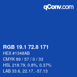 カラーコード: RGB 19.1 72.8 171 | qconv.com