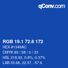 カラーコード: RGB 19.1 72.8 172 | qconv.com