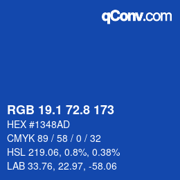カラーコード: RGB 19.1 72.8 173 | qconv.com