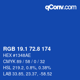 Farbcode: RGB 19.1 72.8 174 | qconv.com