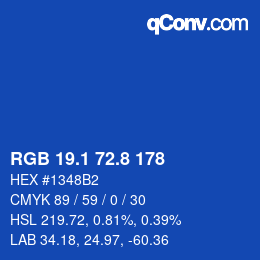 カラーコード: RGB 19.1 72.8 178 | qconv.com