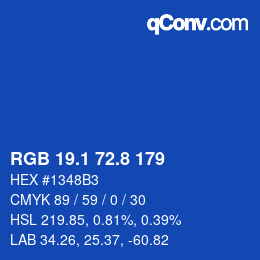 Color code: RGB 19.1 72.8 179 | qconv.com