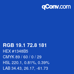 カラーコード: RGB 19.1 72.8 181 | qconv.com