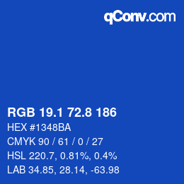 カラーコード: RGB 19.1 72.8 186 | qconv.com
