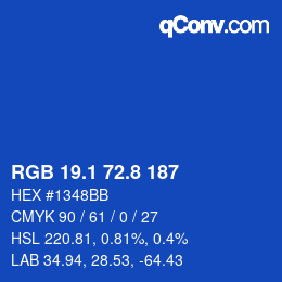 カラーコード: RGB 19.1 72.8 187 | qconv.com