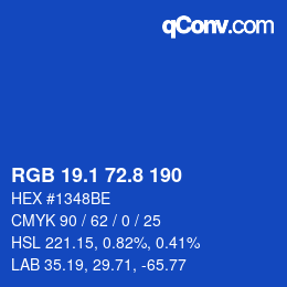 カラーコード: RGB 19.1 72.8 190 | qconv.com