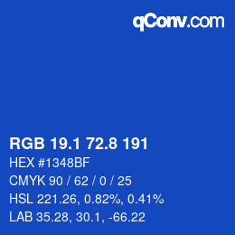 Color code: RGB 19.1 72.8 191 | qconv.com