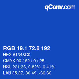 カラーコード: RGB 19.1 72.8 192 | qconv.com