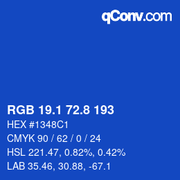 カラーコード: RGB 19.1 72.8 193 | qconv.com