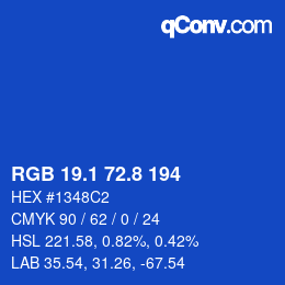 カラーコード: RGB 19.1 72.8 194 | qconv.com