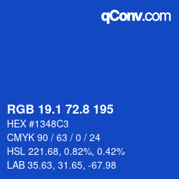 カラーコード: RGB 19.1 72.8 195 | qconv.com