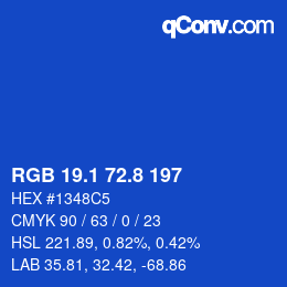 カラーコード: RGB 19.1 72.8 197 | qconv.com