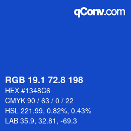カラーコード: RGB 19.1 72.8 198 | qconv.com