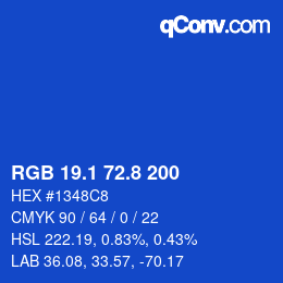 カラーコード: RGB 19.1 72.8 200 | qconv.com