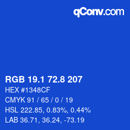 カラーコード: RGB 19.1 72.8 207 | qconv.com