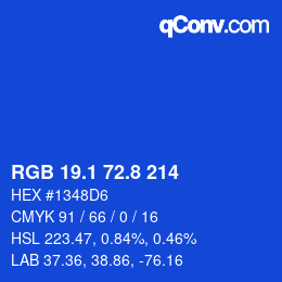 カラーコード: RGB 19.1 72.8 214 | qconv.com