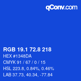 カラーコード: RGB 19.1 72.8 218 | qconv.com