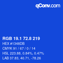 カラーコード: RGB 19.1 72.8 219 | qconv.com
