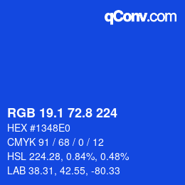カラーコード: RGB 19.1 72.8 224 | qconv.com