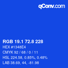 カラーコード: RGB 19.1 72.8 228 | qconv.com