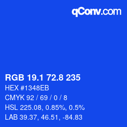 カラーコード: RGB 19.1 72.8 235 | qconv.com