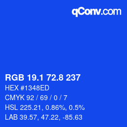 カラーコード: RGB 19.1 72.8 237 | qconv.com