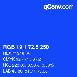 カラーコード: RGB 19.1 72.8 250 | qconv.com
