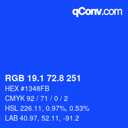 カラーコード: RGB 19.1 72.8 251 | qconv.com