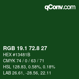 カラーコード: RGB 19.1 72.8 27 | qconv.com