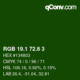 カラーコード: RGB 19.1 72.8 3 | qconv.com
