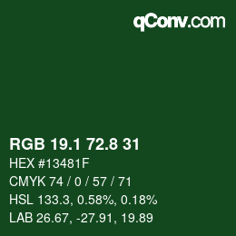 カラーコード: RGB 19.1 72.8 31 | qconv.com