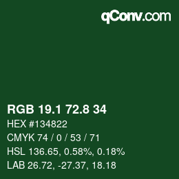 Color code: RGB 19.1 72.8 34 | qconv.com