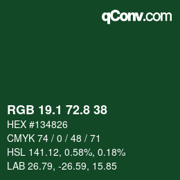 カラーコード: RGB 19.1 72.8 38 | qconv.com
