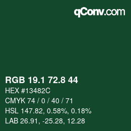 Farbcode: RGB 19.1 72.8 44 | qconv.com
