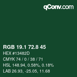 カラーコード: RGB 19.1 72.8 45 | qconv.com
