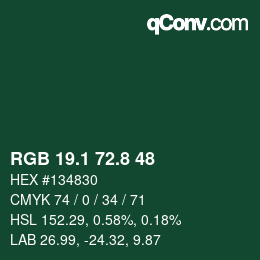 Color code: RGB 19.1 72.8 48 | qconv.com