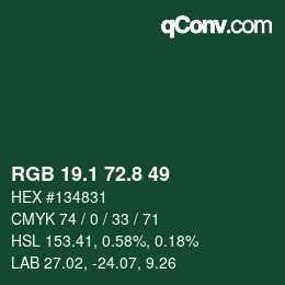Color code: RGB 19.1 72.8 49 | qconv.com
