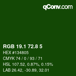 カラーコード: RGB 19.1 72.8 5 | qconv.com