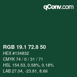 カラーコード: RGB 19.1 72.8 50 | qconv.com