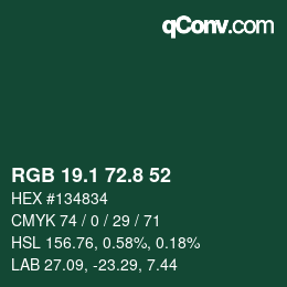 カラーコード: RGB 19.1 72.8 52 | qconv.com