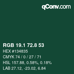 Color code: RGB 19.1 72.8 53 | qconv.com