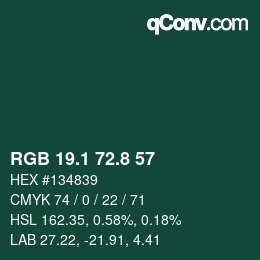 カラーコード: RGB 19.1 72.8 57 | qconv.com