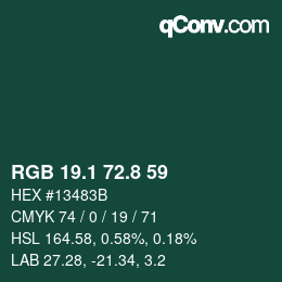 カラーコード: RGB 19.1 72.8 59 | qconv.com