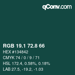 カラーコード: RGB 19.1 72.8 66 | qconv.com