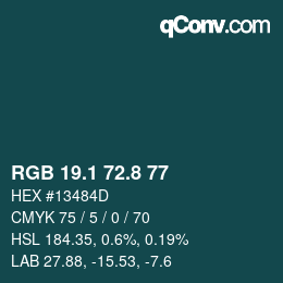 Color code: RGB 19.1 72.8 77 | qconv.com