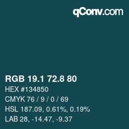 カラーコード: RGB 19.1 72.8 80 | qconv.com
