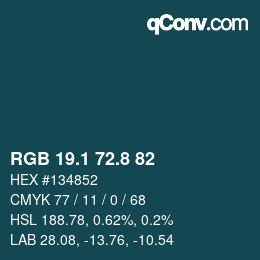 Farbcode: RGB 19.1 72.8 82 | qconv.com